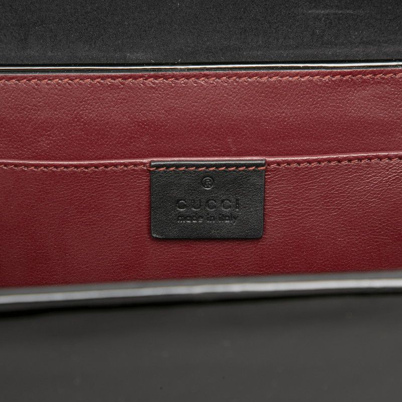 Gucci Sylvie Chain Shoulder Bag 2-Way Black Patent Leather