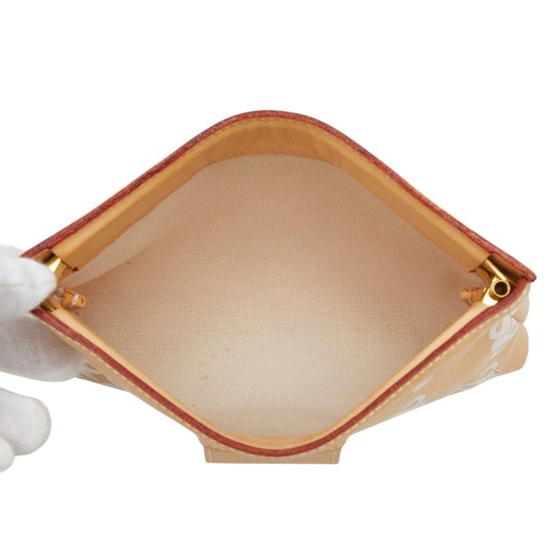 Loewe Anagram Clutch Beige Canvas Leather