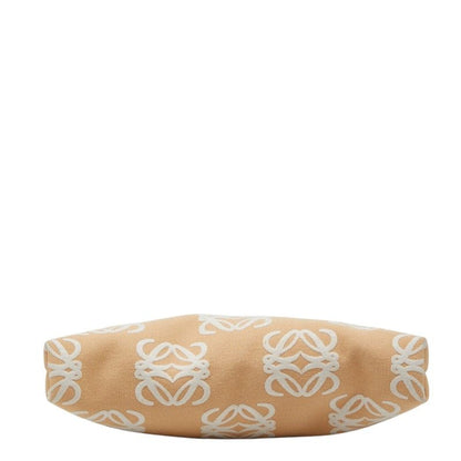 Loewe Anagram Clutch Beige Canvas Leather