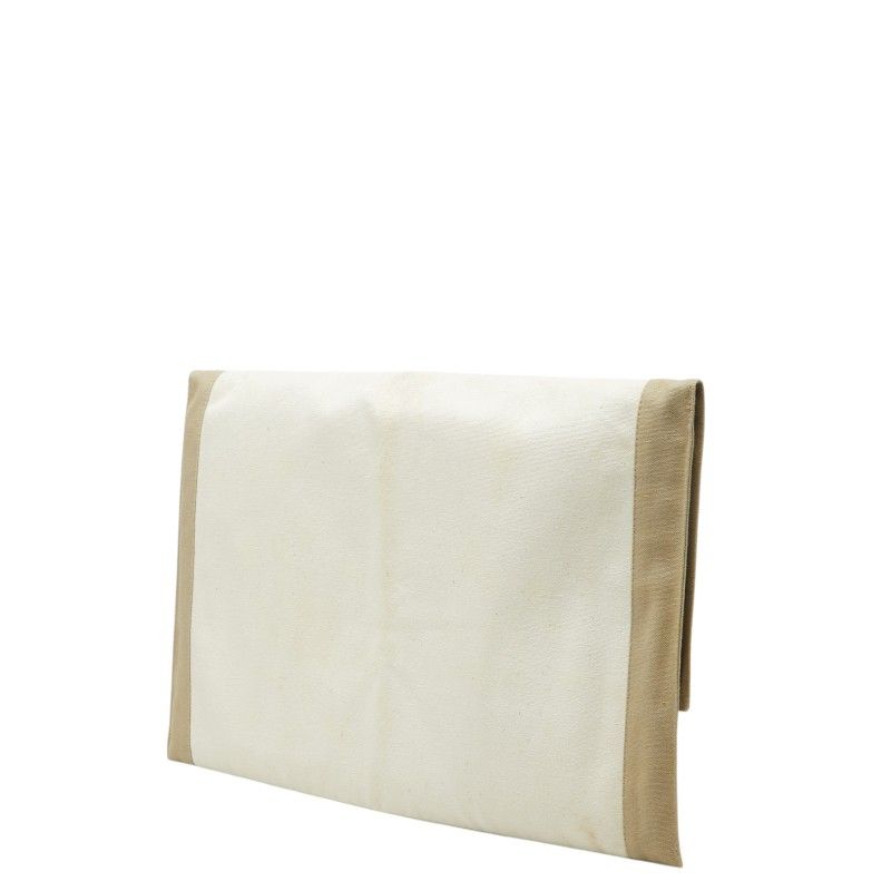 Hermes Tapidocell Clutch Ivory Beige Canvas
