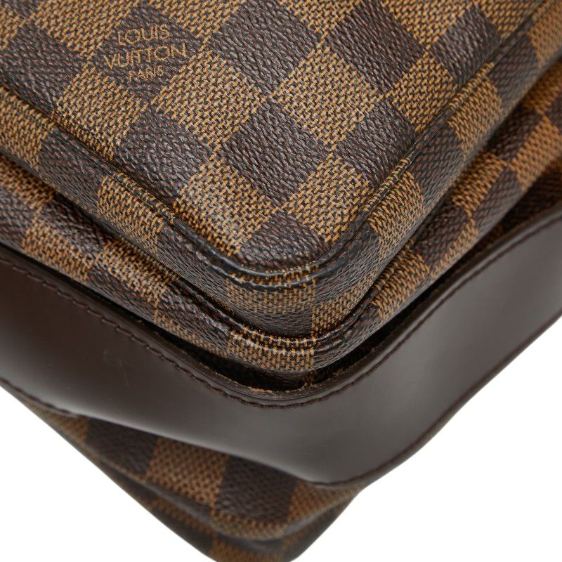 Louis Vuitton Damier Naviglio Shoulder Bag Brown Leather