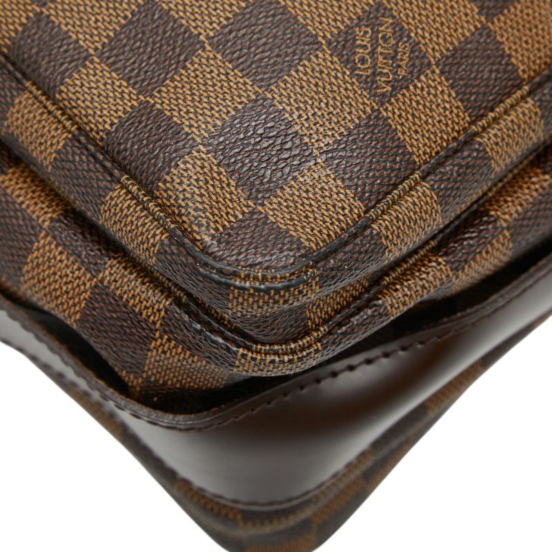 Louis Vuitton Damier Naviglio Shoulder Bag Brown Leather