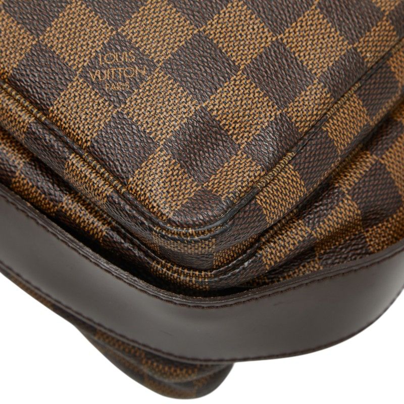 Louis Vuitton Damier Naviglio Shoulder Bag Brown Leather