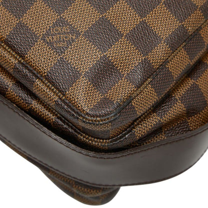 Louis Vuitton Damier Naviglio Shoulder Bag Brown Leather