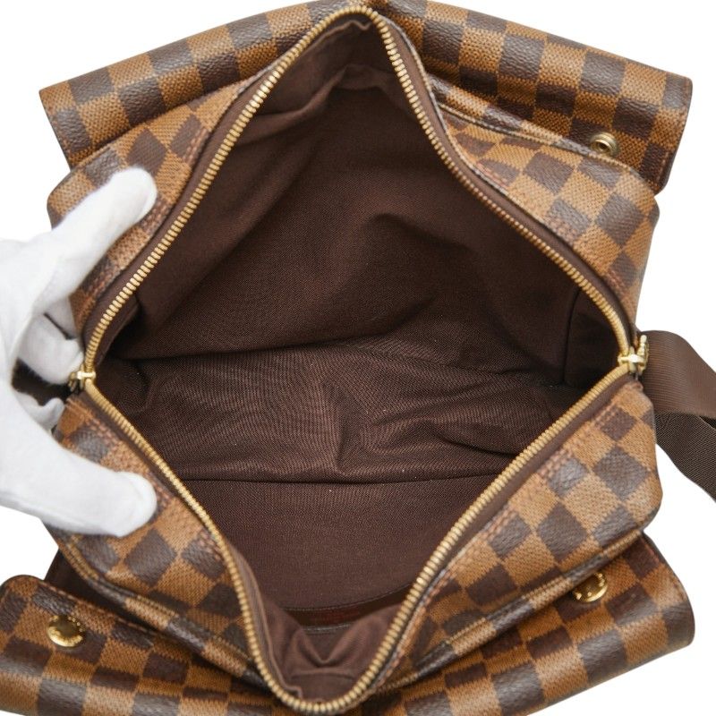 Louis Vuitton Damier Naviglio Shoulder Bag Brown Leather