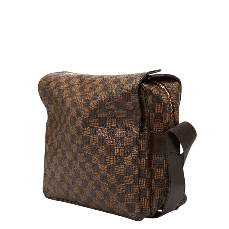 Louis Vuitton Damier Naviglio Shoulder Bag Brown Leather