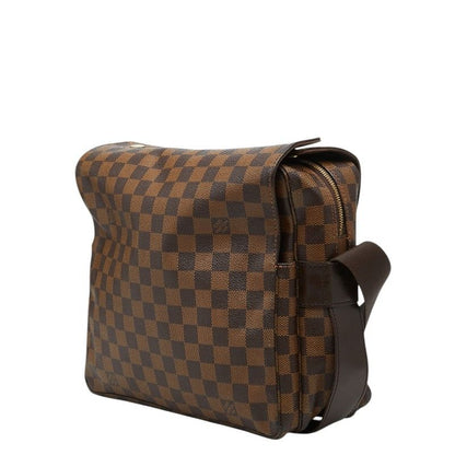 Louis Vuitton Damier Naviglio Shoulder Bag Brown Leather