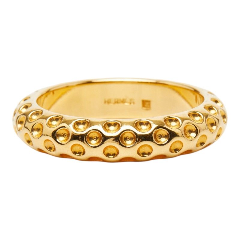 Hermes Dot Motif Scarf Ring Gold Plated