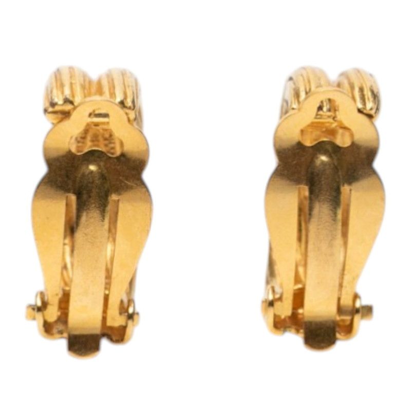Chanel CC Logo Vintage Earrings Gold Plated