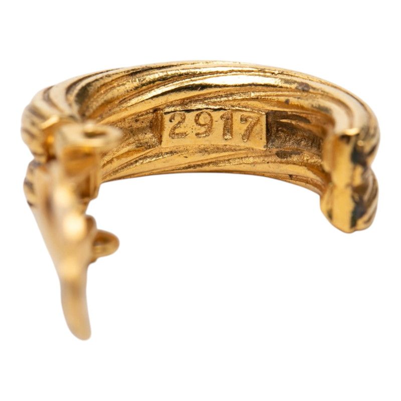 Chanel CC Logo Vintage Earrings Gold Plated