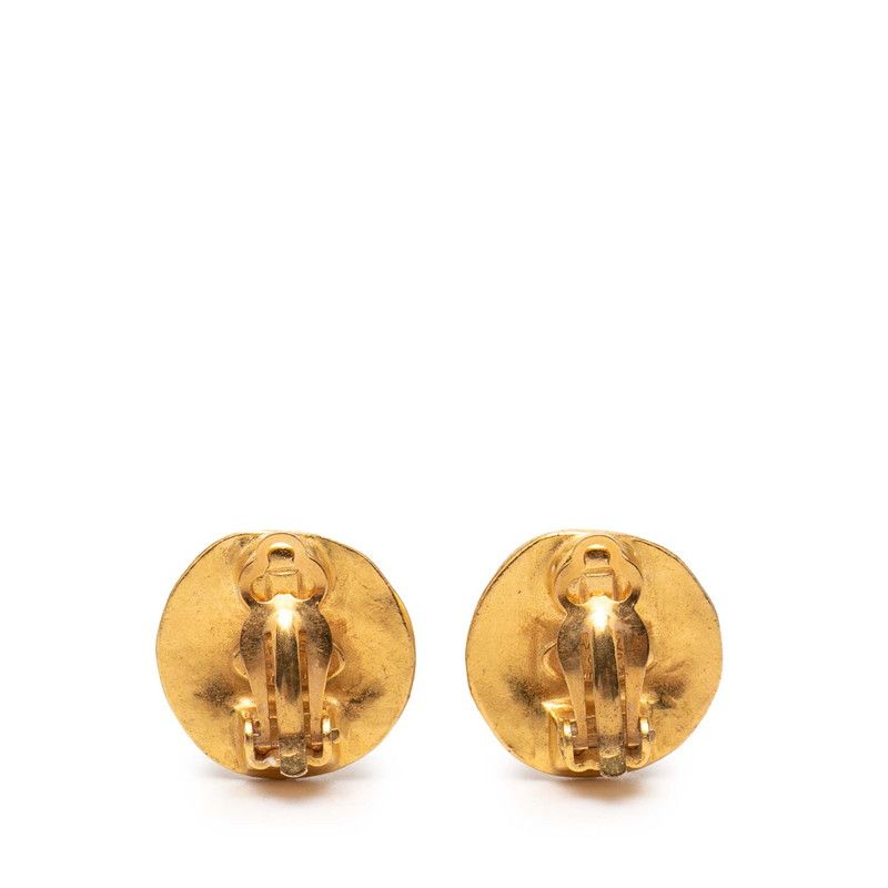 Chanel CC Logo Vintage Earrings Gold Plated