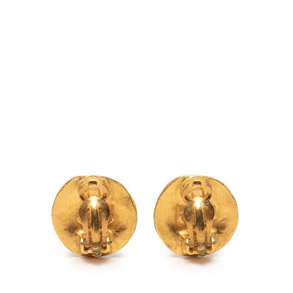 Chanel CC Logo Vintage Earrings Gold Plated