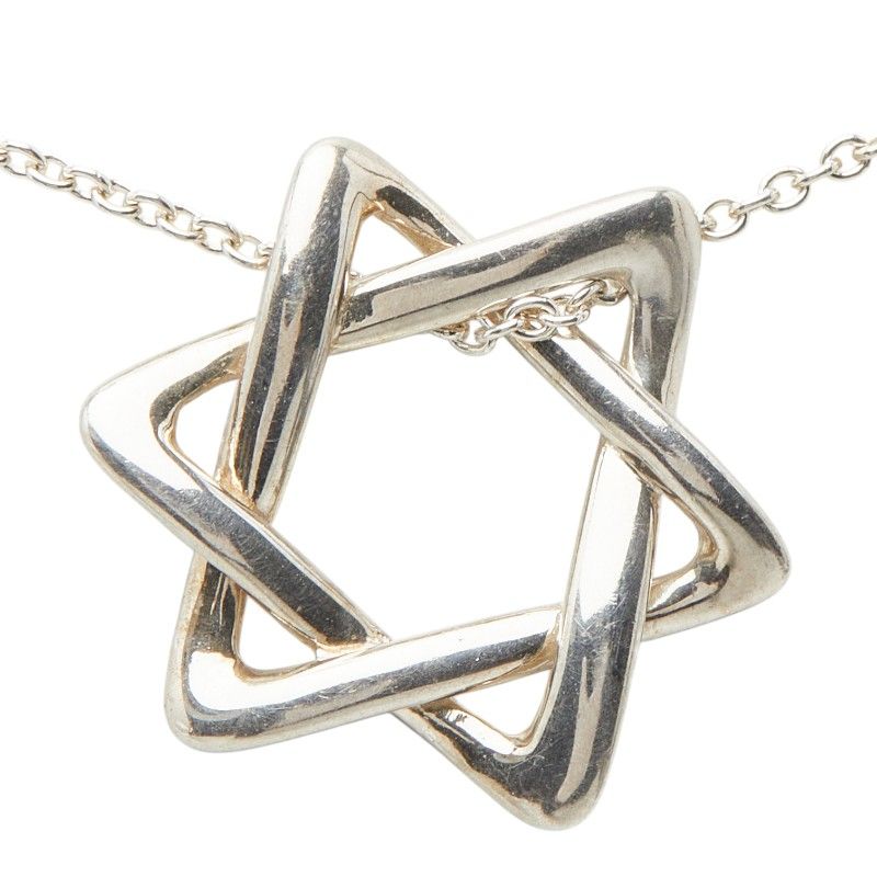 Tiffany & Co Elsa Peretti Star of David Hexagram Chain Pendant Necklace Silver