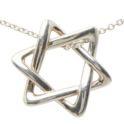 Tiffany & Co Elsa Peretti Star of David Hexagram Chain Pendant Necklace Silver