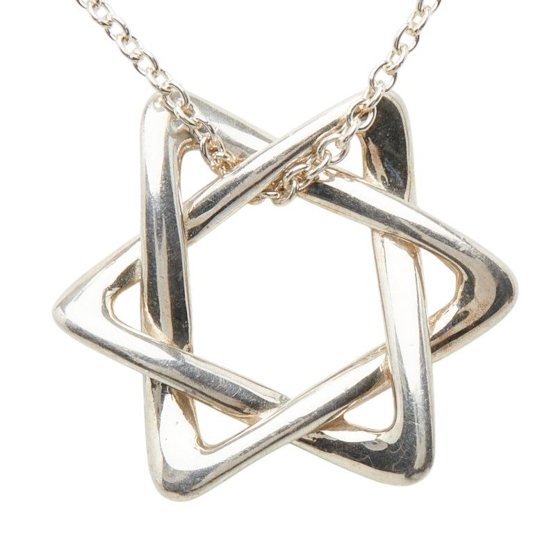 Tiffany & Co Elsa Peretti Star of David Hexagram Chain Pendant Necklace Silver