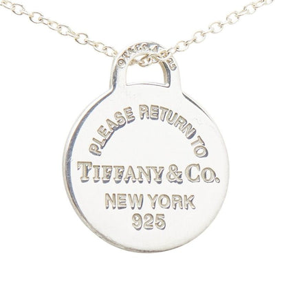 Tiffany & Co Return to Round Heart Chain Pendant Necklace Silver Blue