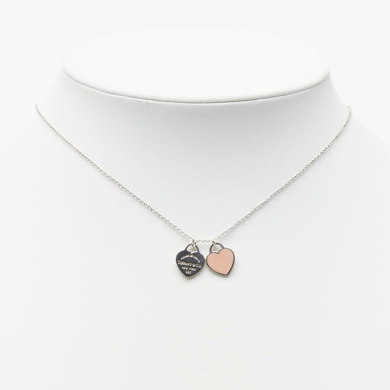 Tiffany & Co Return to Double Heart Pendant Necklace Silver