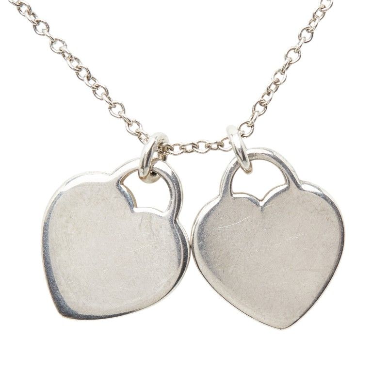 Tiffany & Co Return to Double Heart Pendant Necklace Silver