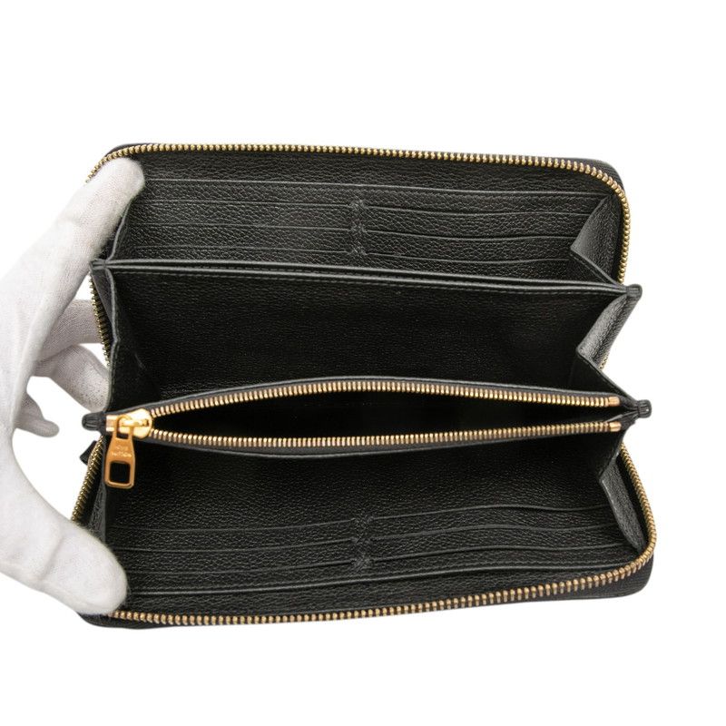Louis Vuitton Monogram Empreinte Bicolor Zippy Wallet Black Leather