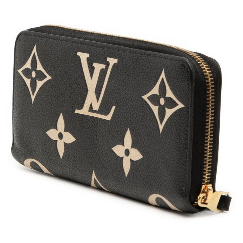 Louis Vuitton Monogram Empreinte Bicolor Zippy Wallet Black Leather