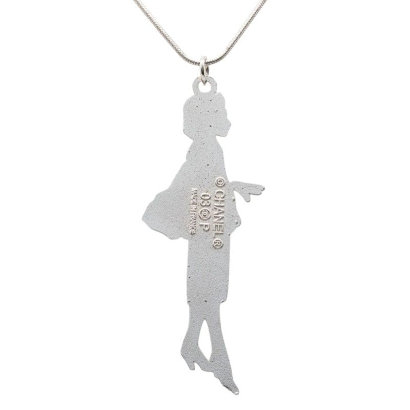 Chanel Mademoiselle Necklace Silver Black Metal