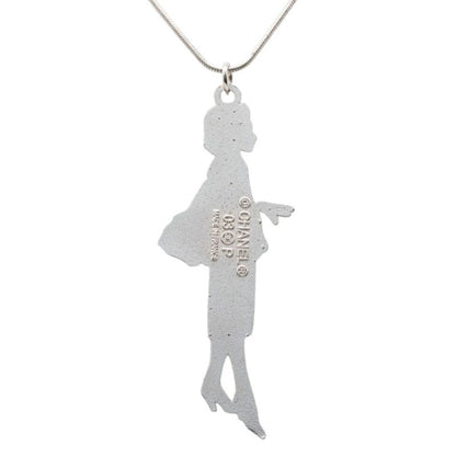 Chanel Mademoiselle Necklace Silver Black Metal