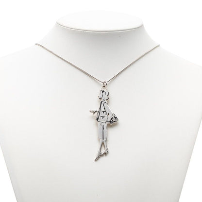 Chanel Mademoiselle Necklace Silver Black Metal