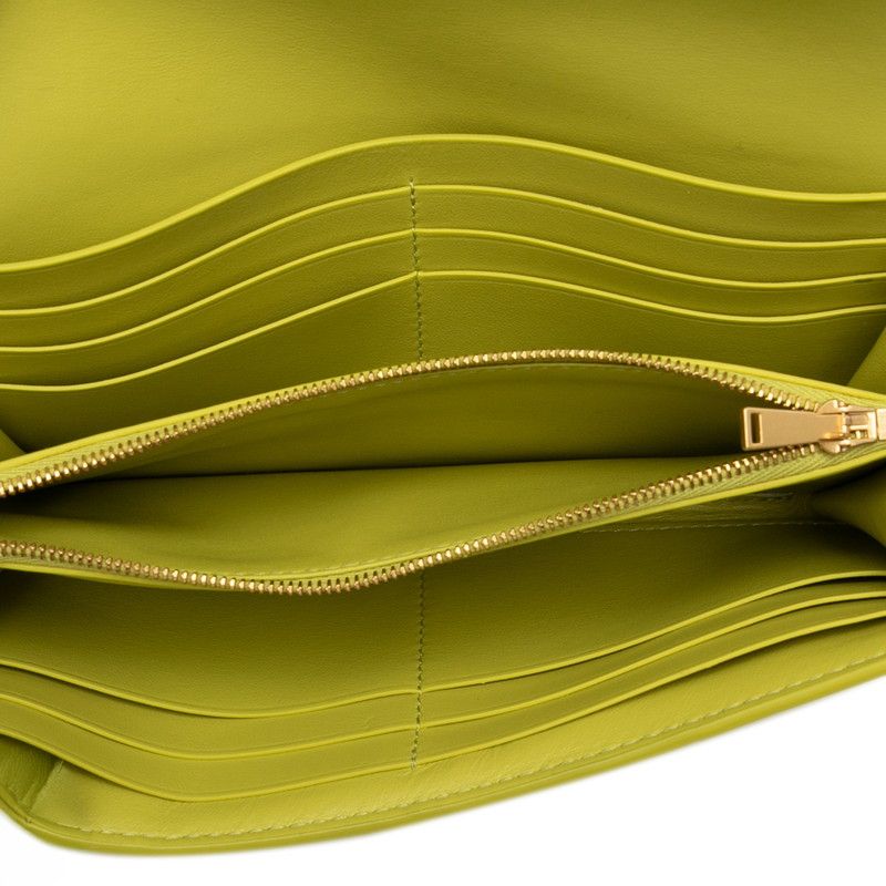Bottega Veneta Maxi Intrecciato Wallet Green Leather