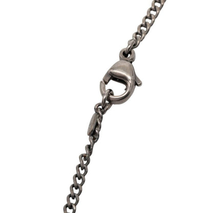 Chanel Quilted Dog Tag CC Logo Necklace Silver Metal