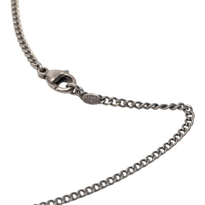Chanel Quilted Dog Tag CC Logo Necklace Silver Metal