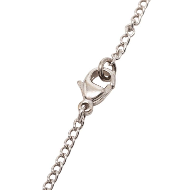Chanel CC Logo Christmas Tree Motif Necklace Silver White Metal