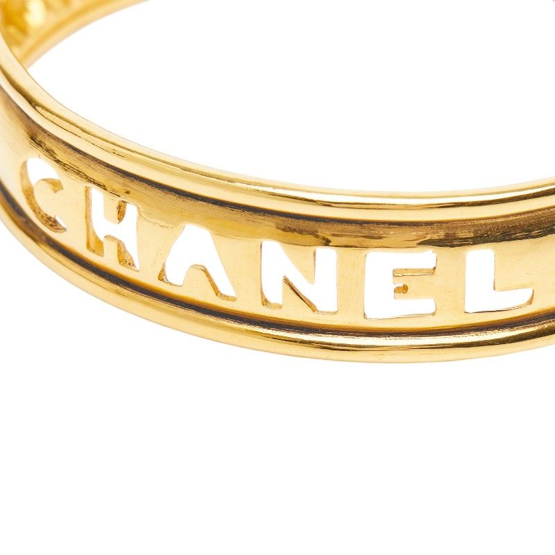 Chanel Logo Bangle Gold Plated Bracelet