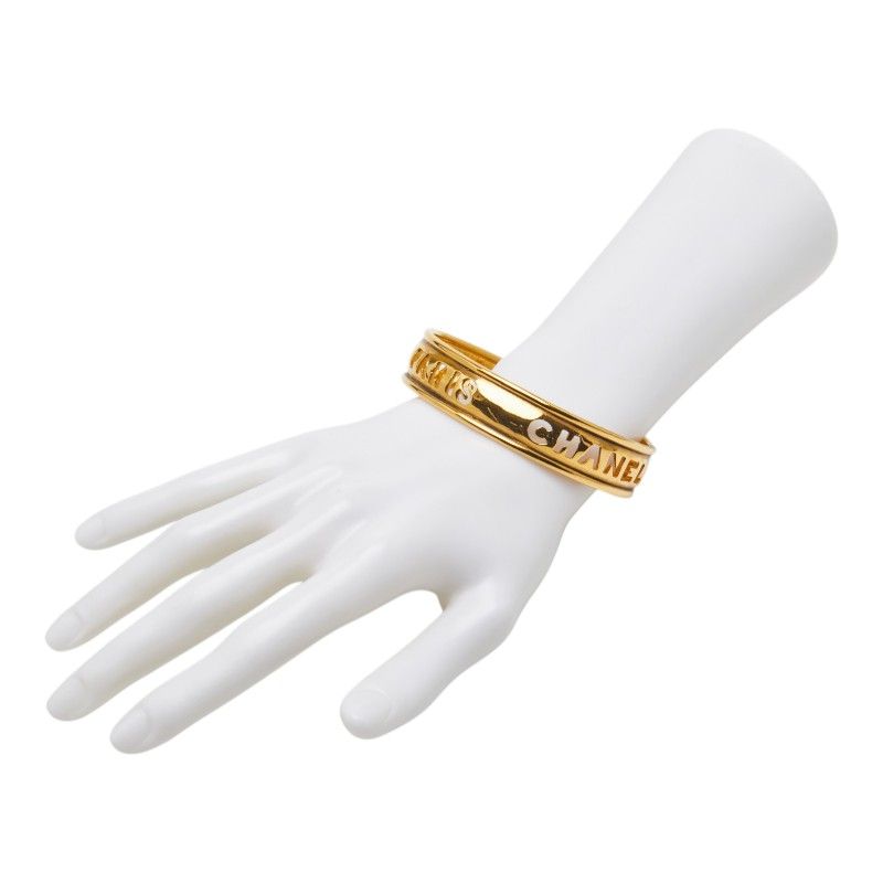 Chanel Logo Bangle Gold Plated Bracelet