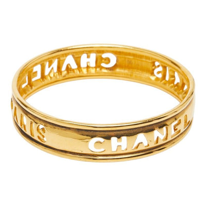 Chanel Logo Bangle Gold Plated Bracelet
