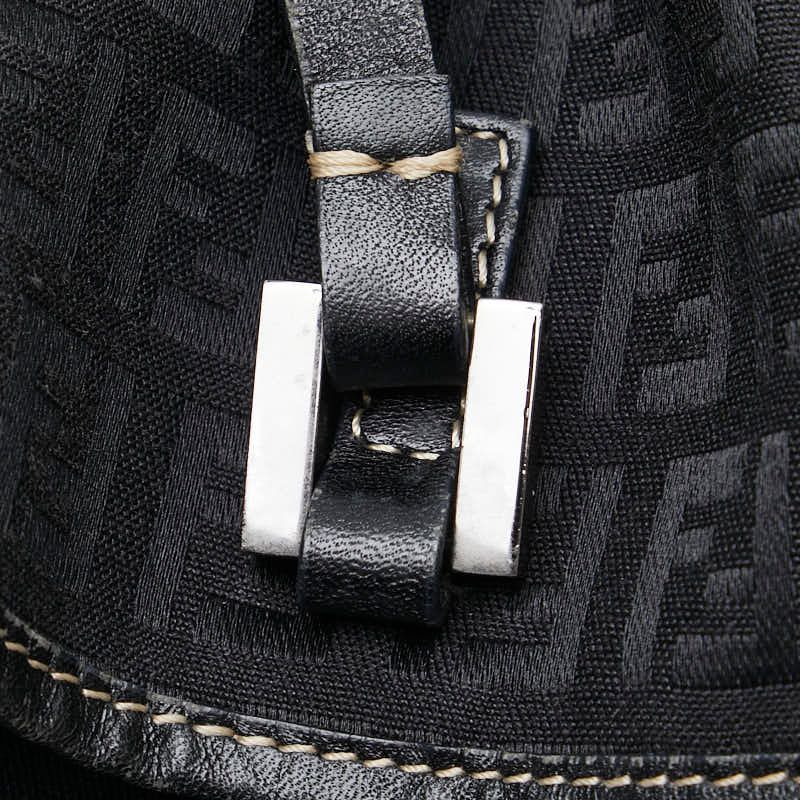 Fendi Zucchino Handbag Black Canvas Leather