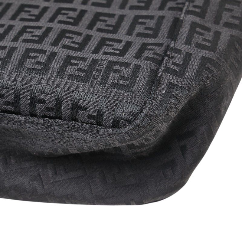 Fendi Zucchino Handbag Black Canvas Leather