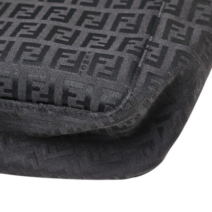 Fendi Zucchino Handbag Black Canvas Leather