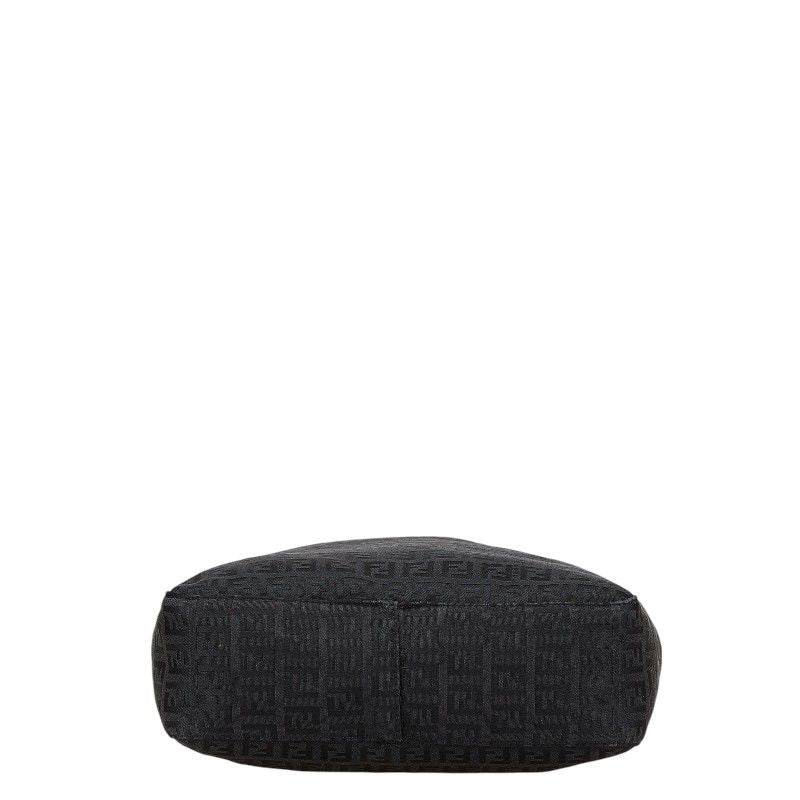 Fendi Zucchino Handbag Black Canvas Leather