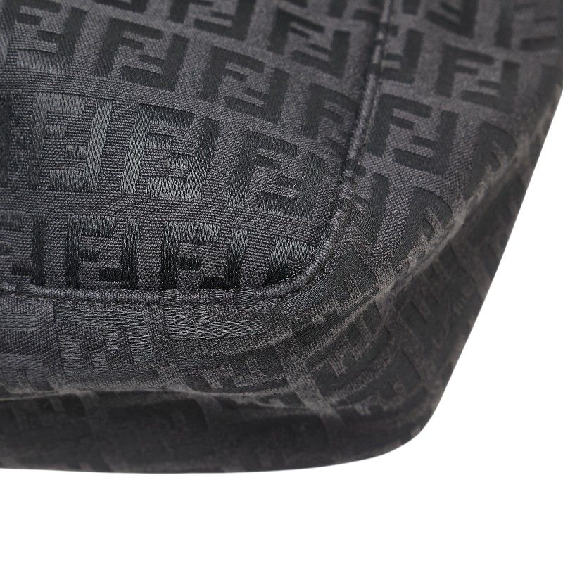 Fendi Zucchino Handbag Black Canvas Leather