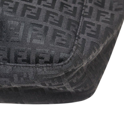 Fendi Zucchino Handbag Black Canvas Leather
