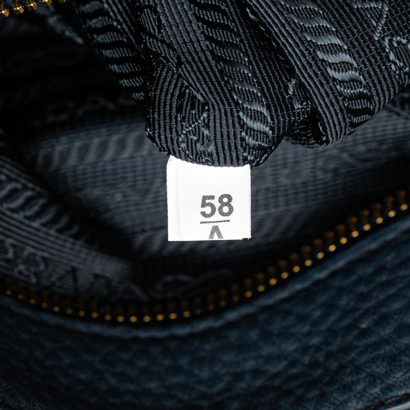 Prada Logo Handbag Blue Vitello Daino