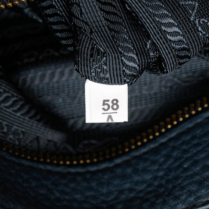 Prada Logo Handbag Blue Vitello Daino