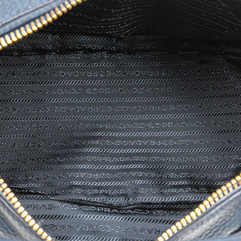 Prada Logo Handbag Blue Vitello Daino