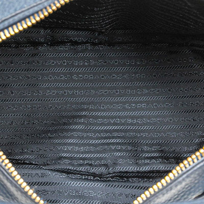Prada Logo Handbag Blue Vitello Daino