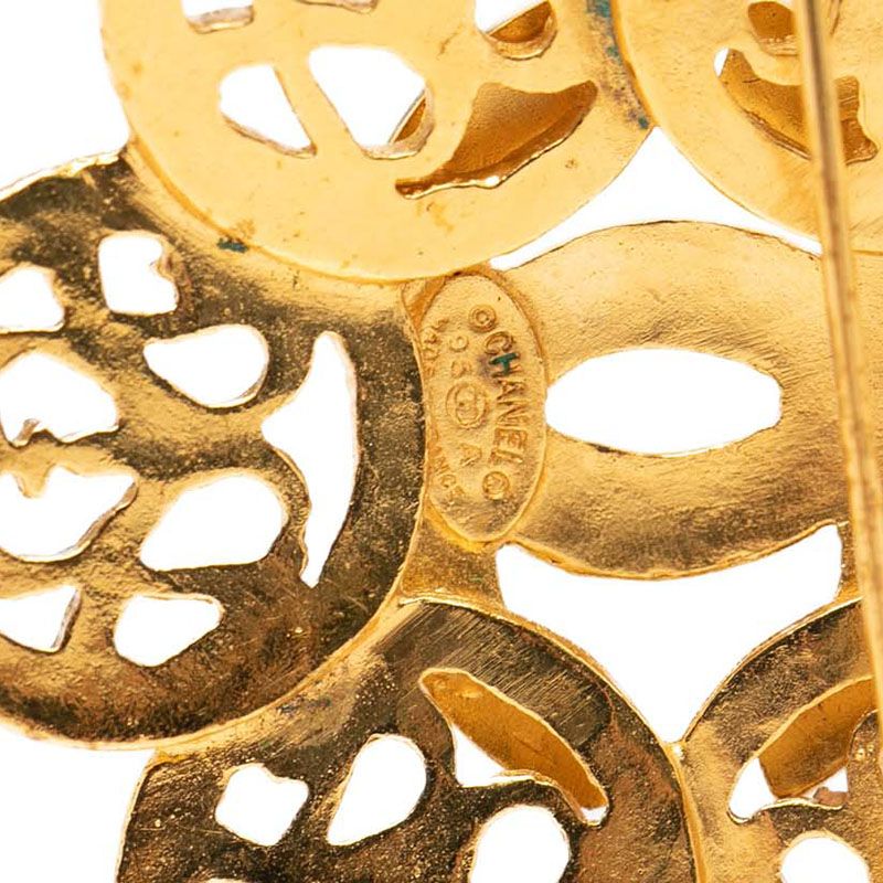Chanel CC Logo Vintage Brooch Gold Plated