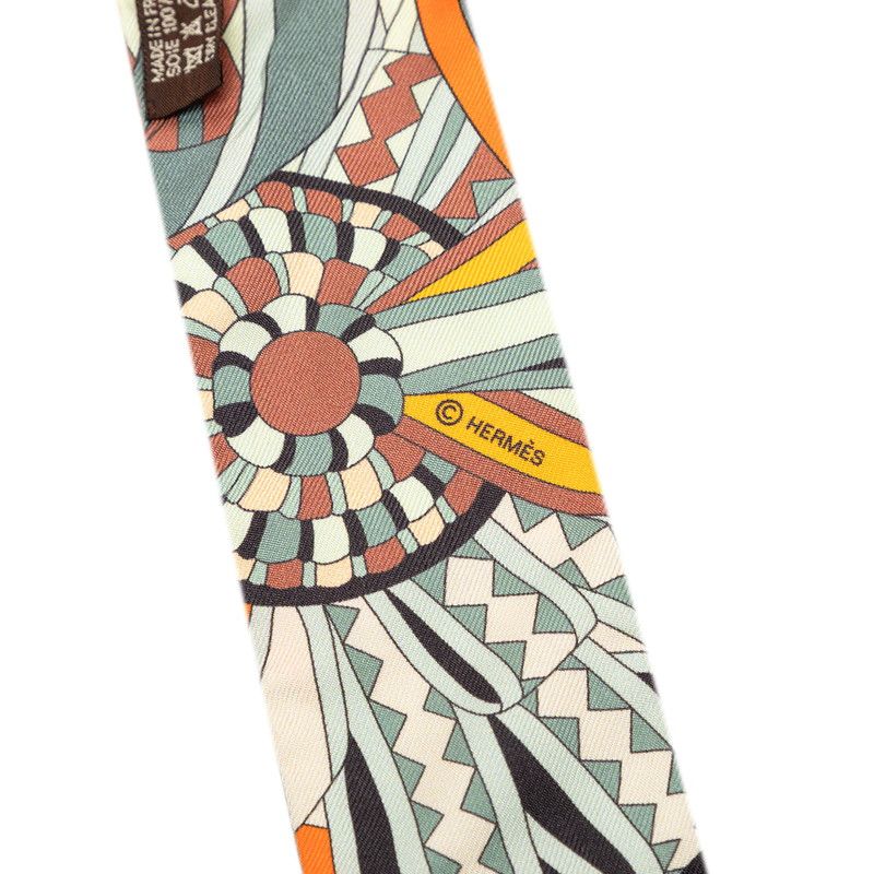 Hermes Twilly les Flots du Cheval Horse Award Scarf Gray Multicolor Silk