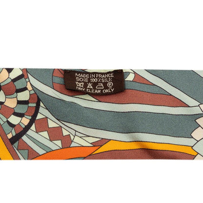 Hermes Twilly les Flots du Cheval Horse Award Scarf Gray Multicolor Silk