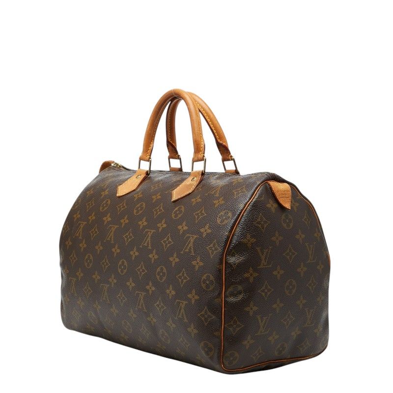Louis Vuitton Monogram Speedy 35 Boston Bag Brown Leather