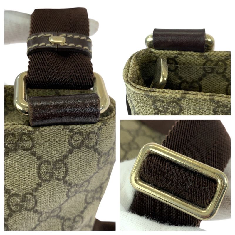 Gucci Beige Brown Gold GG Supreme Canvas Shoulder Bag