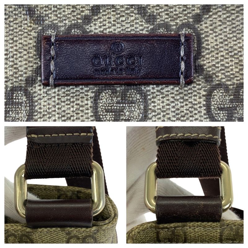 Gucci Beige Brown Gold GG Supreme Canvas Shoulder Bag